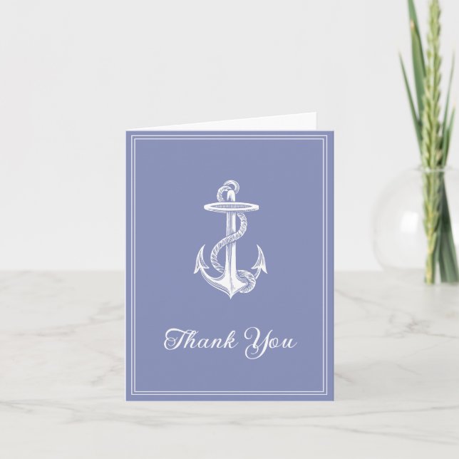 Periwinkle Nautical Anchor Thank You Card (Front)