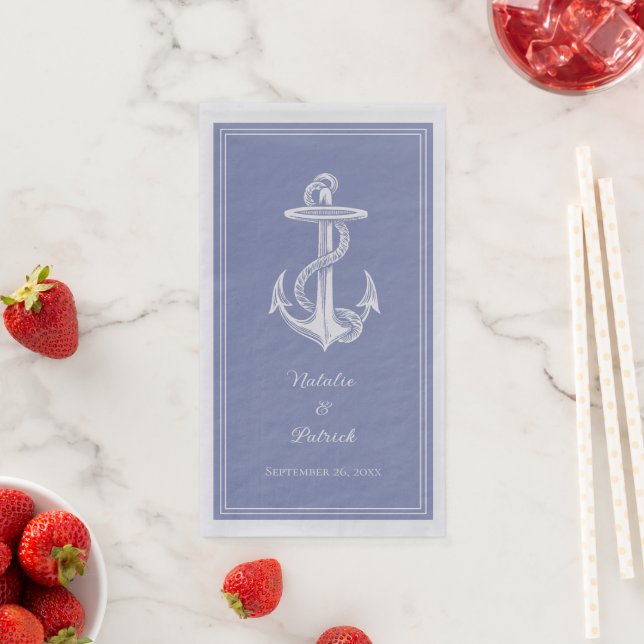 Periwinkle Nautical Anchor Wedding Napkin (Insitu)