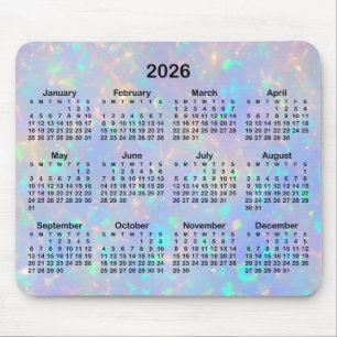 Periwinkle Opal Ombre Calendar Mouse Pad