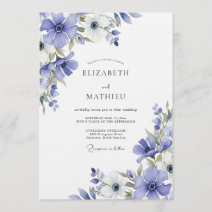 Periwinkle Painterly Flora Wedding Invitation