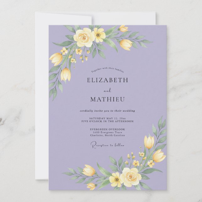 Periwinkle Painterly Floral Romance Wedding Invitation (Front)