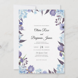 Periwinkle Pale Lavender Bloom Wedding Invitation