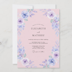 Periwinkle Pink Blossom Wedding Invitation