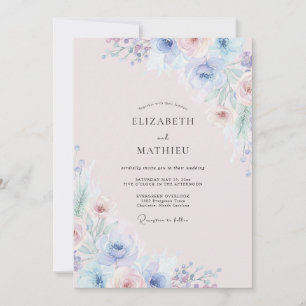Periwinkle Pink Wildflower Wedding Invitation