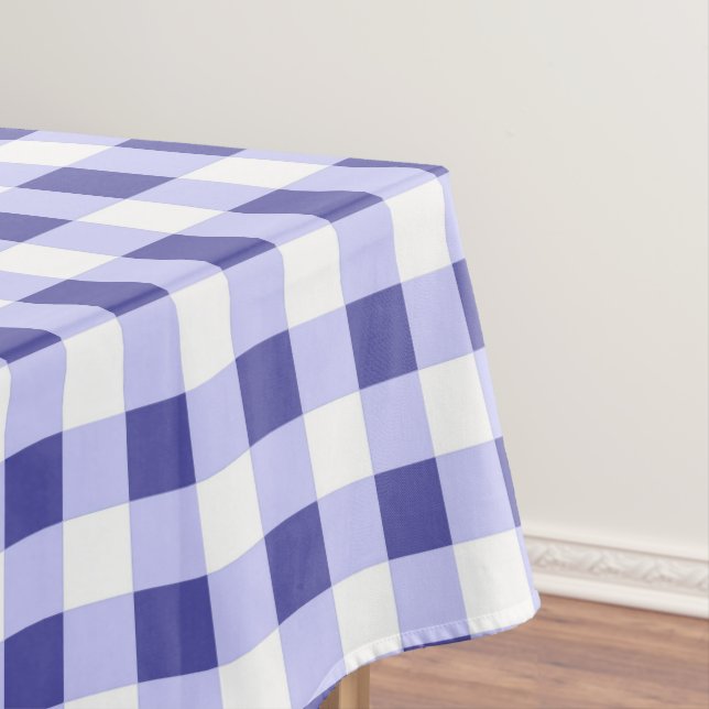 Periwinkle plaid tablecloth (In Situ)