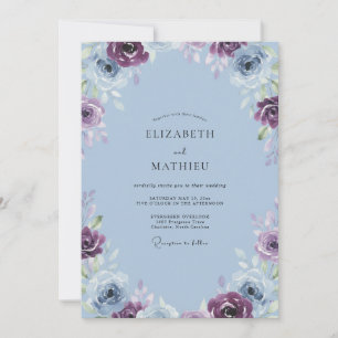Periwinkle Plum Antique Rose Wedding Invitation