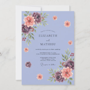 Periwinkle Plum Petal Wedding Invitation
