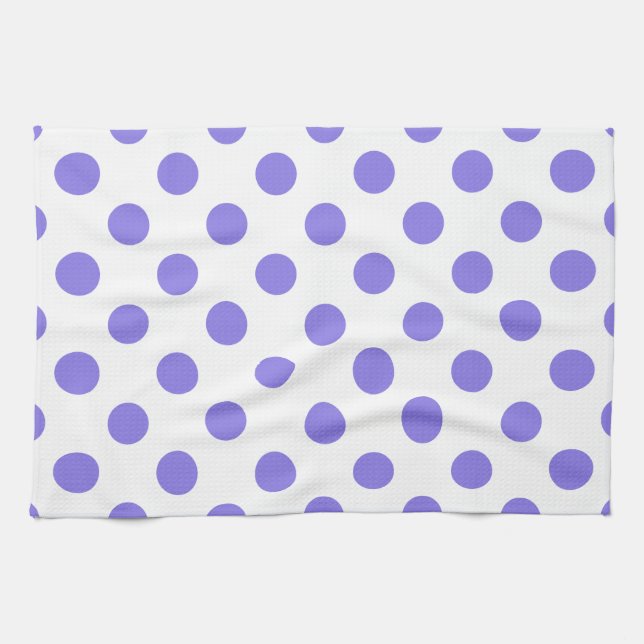 Periwinkle polka dots tea towel (Horizontal)
