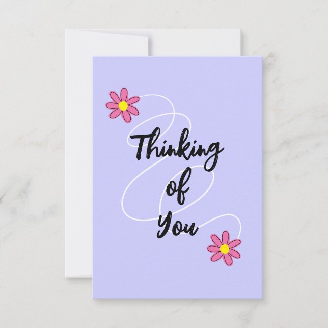 Periwinkle Purple and Flowers Thinking of You Card (Front)