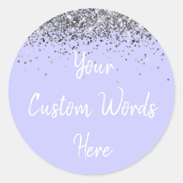 Periwinkle Purple and Silver Birthday Party Favour Classic Round Sticker (Front)