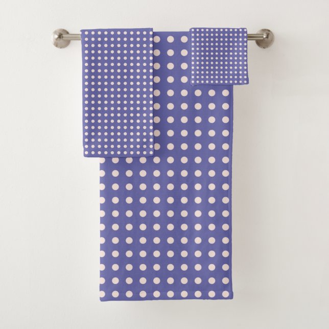 Periwinkle Purple and White Polka Dot Pattern   Bath Towel Set (Insitu)