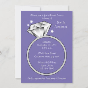 Periwinkle purple Diamond ring Bridal Shower Invitation