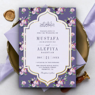 Periwinkle Purple Floral Muslim Wedding Gold