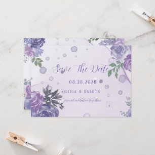 Periwinkle Purple Peony Ink Save The Date Cards