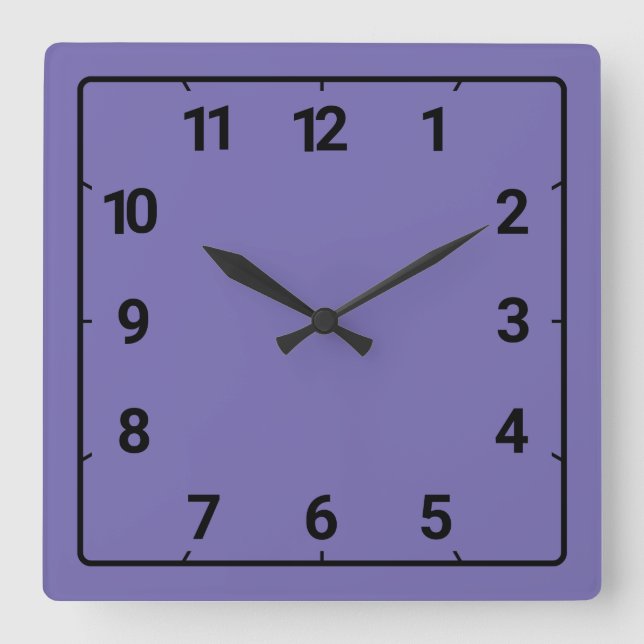 Periwinkle purple square wall clock (Front)