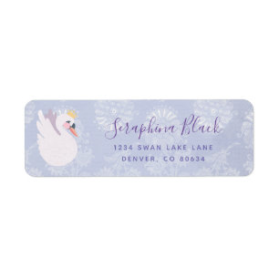 Periwinkle Purple Swan Princess Return Address Label