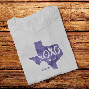 Periwinkle Purple XOXO, Y'all - Texas State Shape T-Shirt