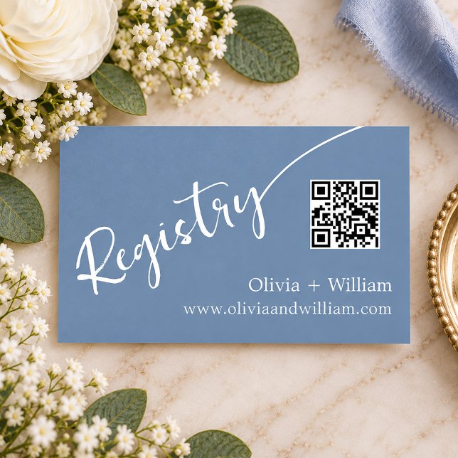 Periwinkle QR Code Wedding Registry Enclosure Card (Periwinkle QR Code Wedding Registry)
