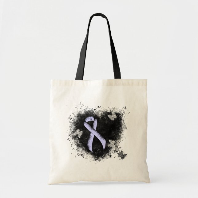 Periwinkle Ribbon Grunge Heart Tote Bag (Front)