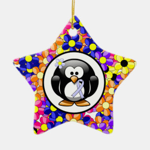 Periwinkle Ribbon Penguin Ceramic Tree Decoration