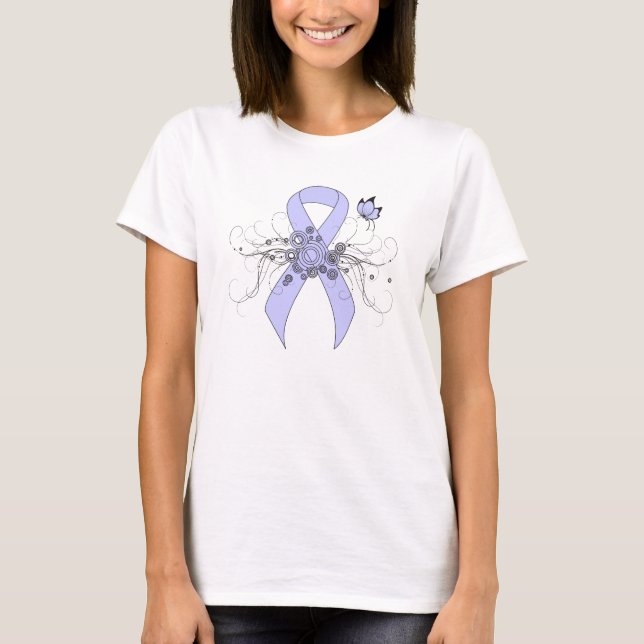 Periwinkle Ribbon with Butterfly T-Shirt (Front)