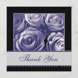 Periwinkle Roses Lace Wedding Thank You Card