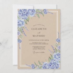 Periwinkle Sand Leafy Wedding Invitation