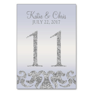 Periwinkle Silver Glitter Look Table Numbers-11 Number