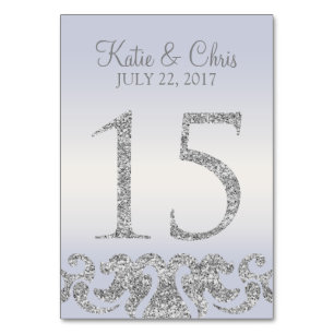 Periwinkle Silver Glitter Look Table Numbers-15 Table Number