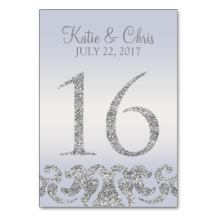 Periwinkle Silver Glitter Look Table Numbers-16 Table Number