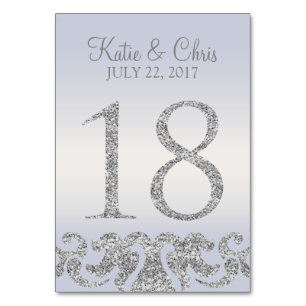Periwinkle Silver Glitter Look Table Numbers-18 Number