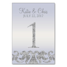 Periwinkle Silver Glitter Look Table Numbers-1