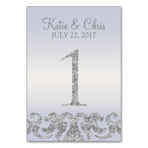 Periwinkle Silver Glitter Look Table Numbers-1 Number