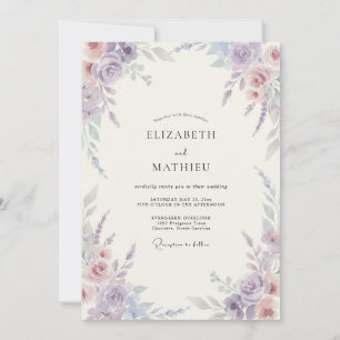 Periwinkle Soft Lavender Painted Wedding Invitation
