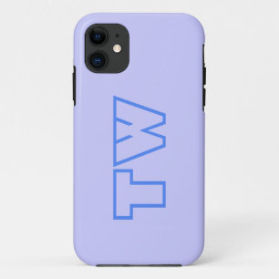 Periwinkle Solid Colour Minimalist Monogram  iPhone 11 Case