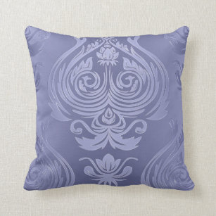 Periwinkle Steel Floral Lace Damask Cushion