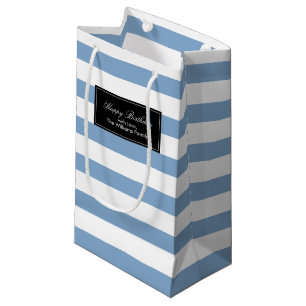 Periwinkle Stripes Pattern Personalised Small Gift Bag