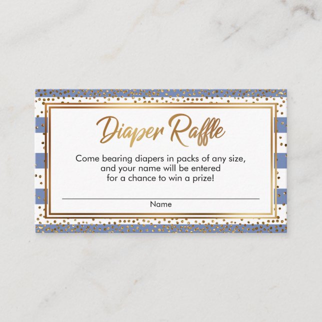 Periwinkle Stripes w/ Confetti Diaper Raffle Cards (Front)