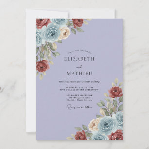 Periwinkle Terracotta Blossom Wedding Invitation