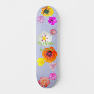 Periwinkle Vibrant Flower Mix Skateboard