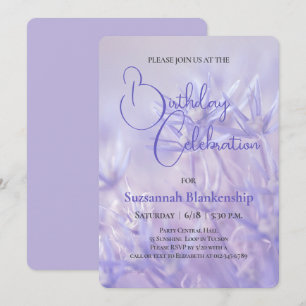 Periwinkle Violet Floral Background Birthday Party Invitation