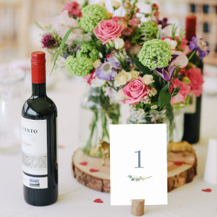 Periwinkle Watercolor Floral Stem Table Card