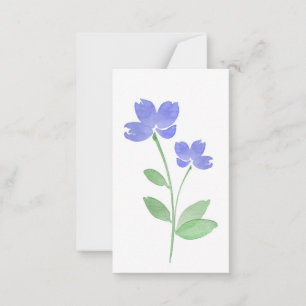  Periwinkle Watercolor Flower Stems Note Card