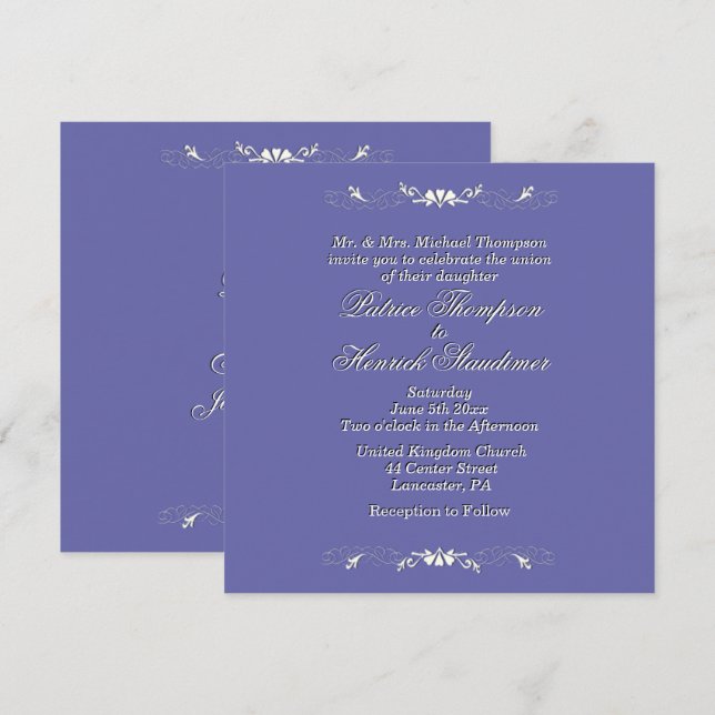 Periwinkle Wedding Invitation (Front/Back)