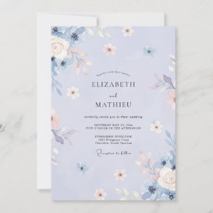 Periwinkle Whimsical Spring Wedding Invitation