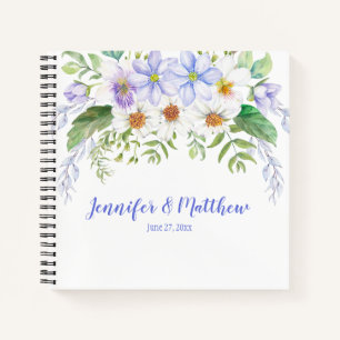 Periwinkle White Lavender Wildflowers Guestbook Notebook
