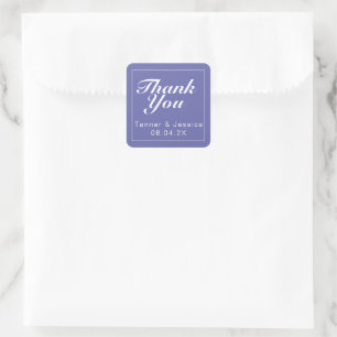 Periwinkle & White Modern Minimalist Thank You Square Sticker