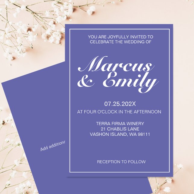 Periwinkle & White Modern Minimalist Wedding Invitation (Creator Uploaded)