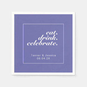 Periwinkle & White Modern Minimalist Wedding Paper Napkin