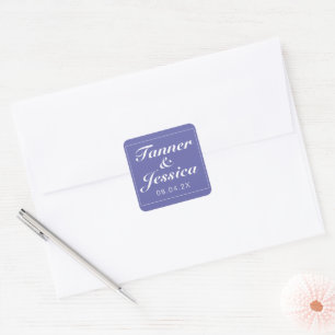 Periwinkle & White Modern Minimalist Wedding Square Sticker